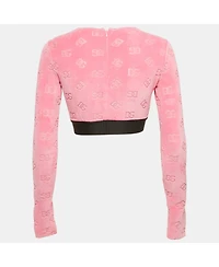 Pre-Owned Dolce & Gabbana Women's Monogram Velvet Crop Top