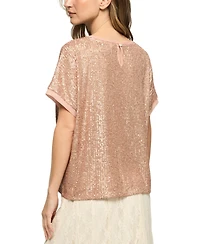 Lucky Brand Women's Sequin Short-Sleeve Top