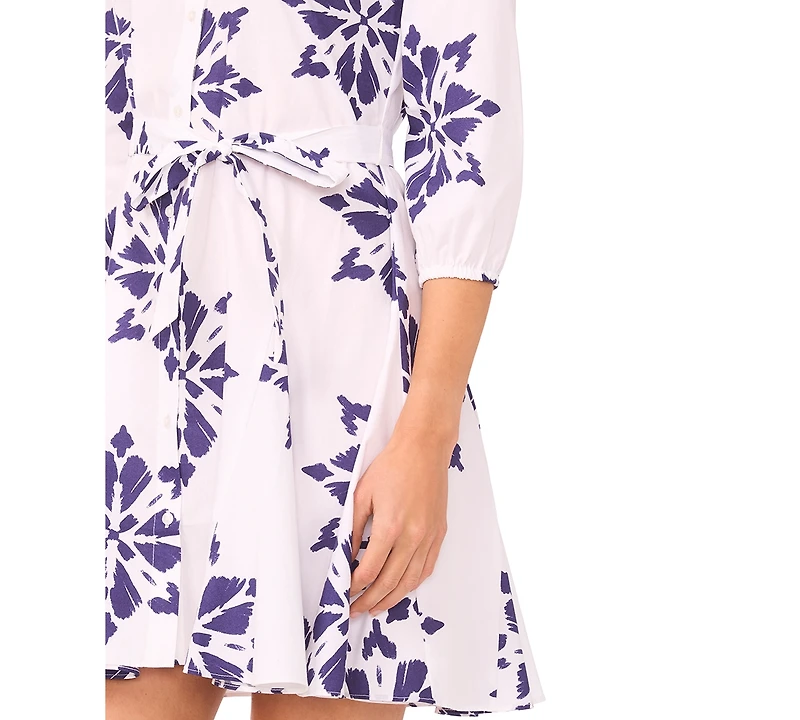 Msk Petite Collared Button-Front Shirt Dress