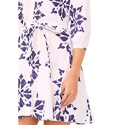 Msk Petite Collared Button-Front Shirt Dress