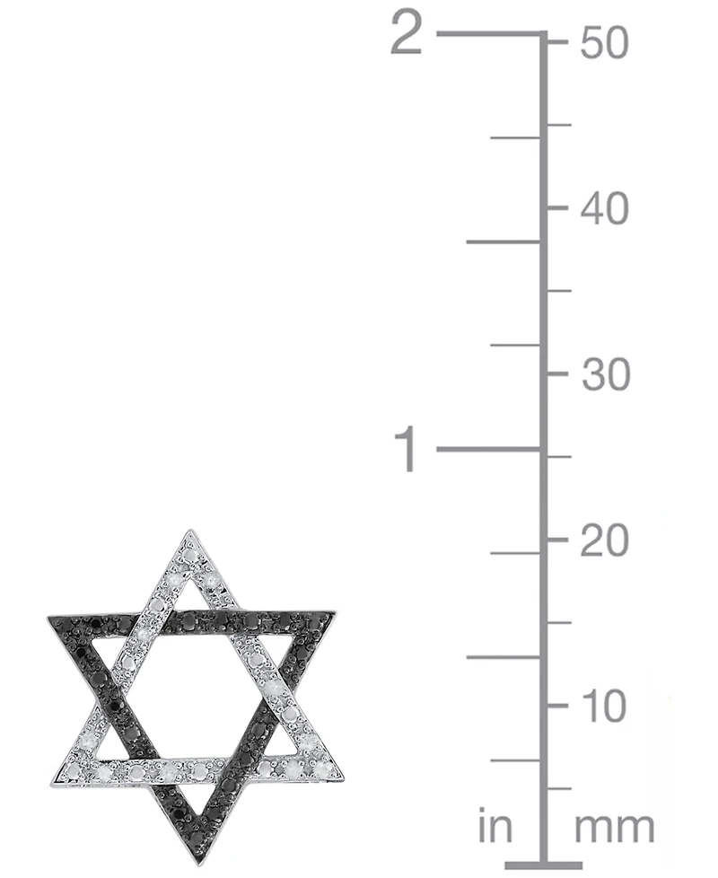 Macy's White and Black Diamond Star of David Pendant Necklace (1/6 ct. t.w.) in Sterling Silver