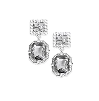 Sohi Women's Silver Crystal Drop Earrings