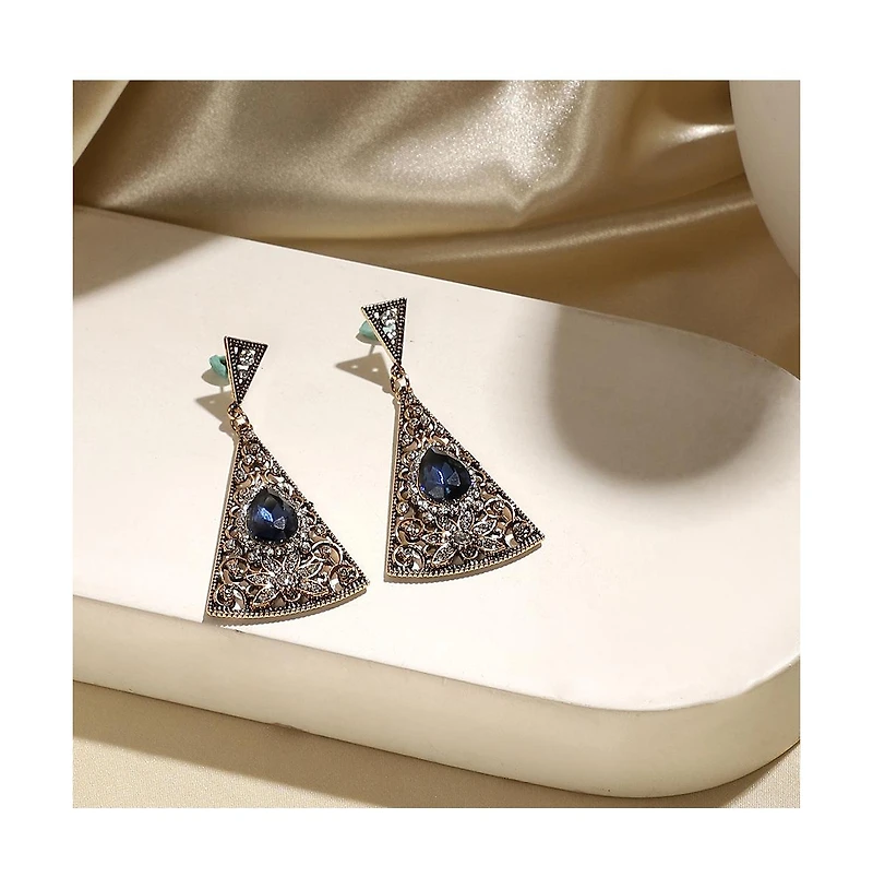 Sohi Women's Triangle Filigree Drop Earrings