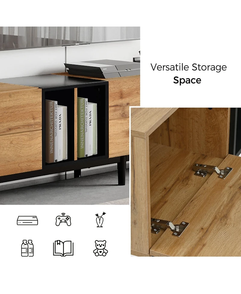 Casainc 80" Tv Stand with 3 Doors, Media Console Table, Entertainment Center Large Storage Cabinet