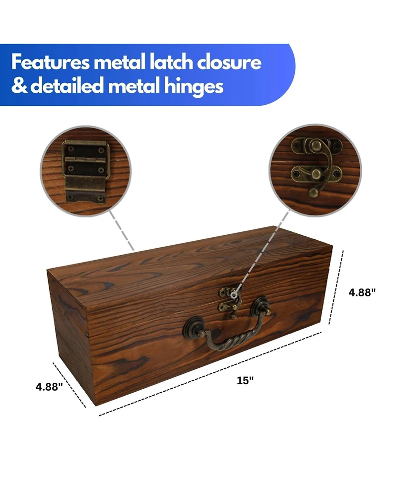 We Games Wooden Storage Box, Walnut Stained Burnt Wood Finish