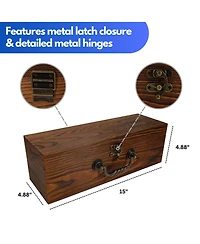 We Games Wooden Storage Box, Walnut Stained Burnt Wood Finish