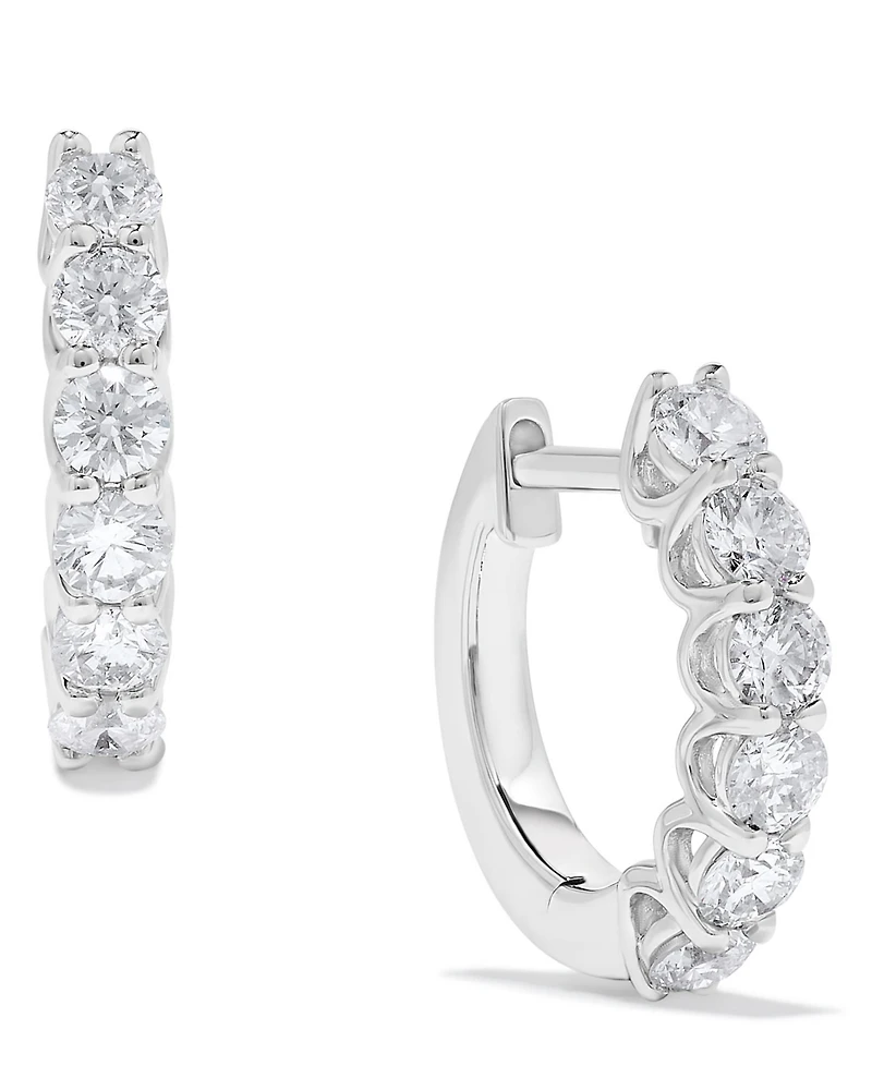 Macy's Diamond Hoop Earrings (1 ct. t.w.) in 14k White Gold