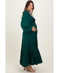 Pinkblush Maternity Emerald Bow Satin Maxi Dress