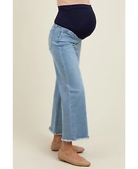 Pinkblush Maternity Blue Fringe Hem Ankle Wide Leg Jeans