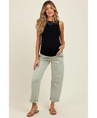 Pinkblush Maternity Light Olive Rolled Cuff Barrel Leg Jeans