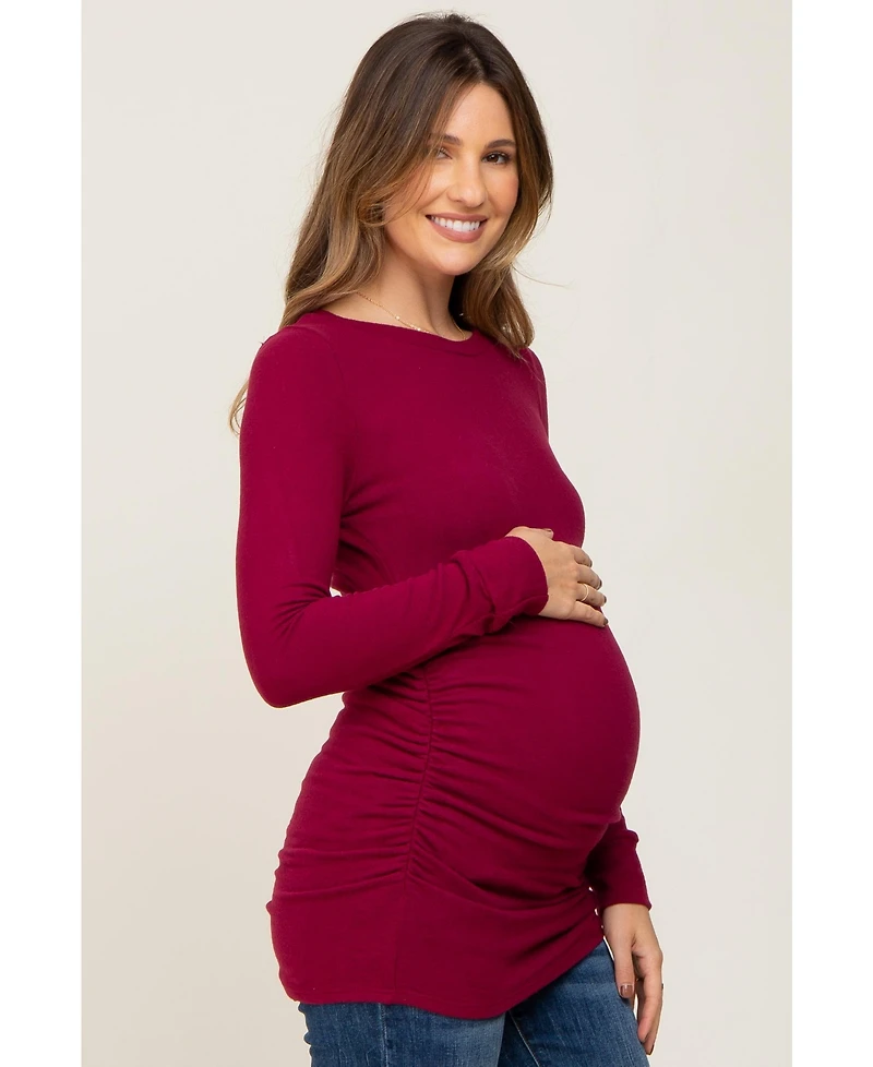 Pinkblush Maternity Heather Grey Soft Knit Ruched Top