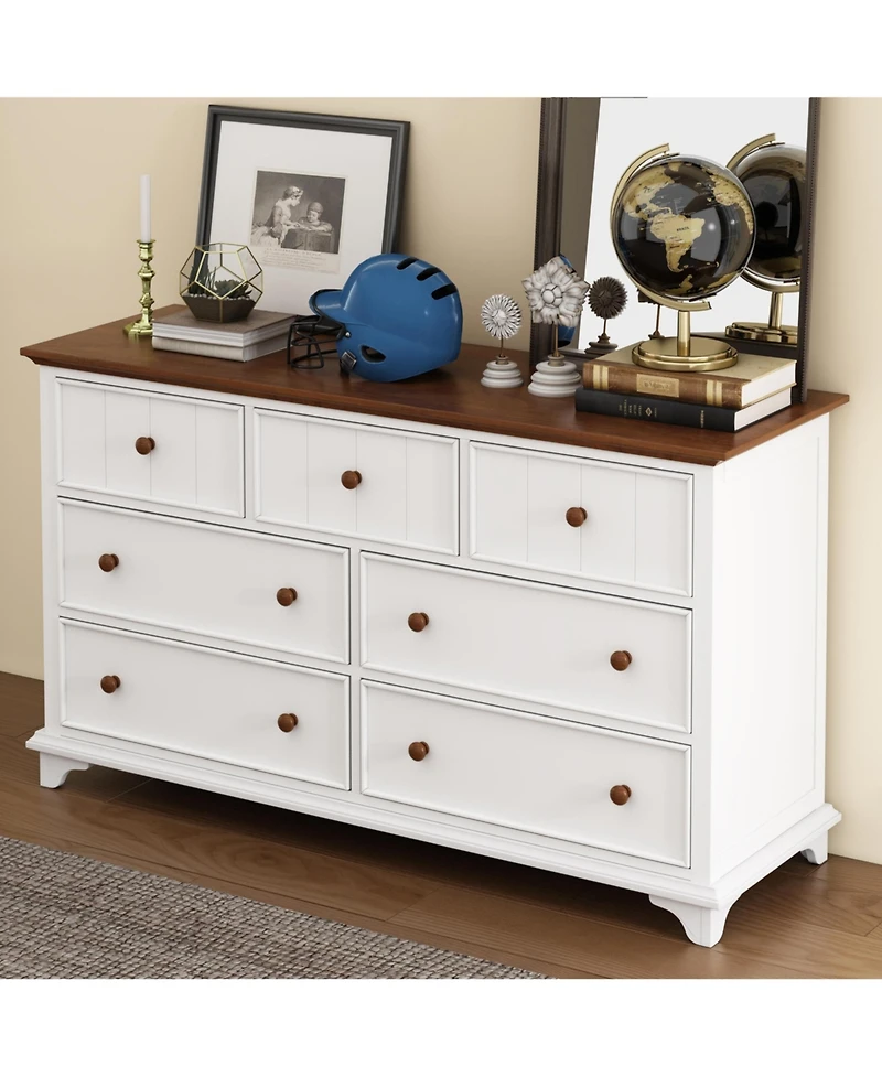 Casainc Wooden Storage Cabinet with 7-Drawer Dresser
