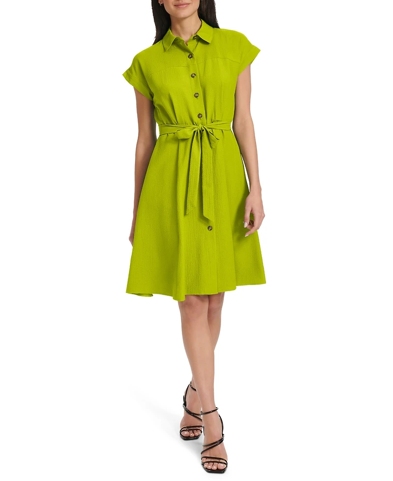 Calvin Klein Women's Belted Cap-Sleeve Shirtdress