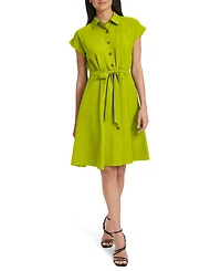 Calvin Klein Women's Belted Cap-Sleeve Shirtdress
