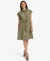 Calvin Klein Women's Belted Cap-Sleeve Shirtdress