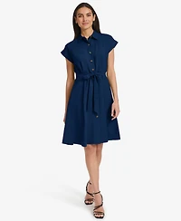 Calvin Klein Women's Belted Cap-Sleeve Shirtdress