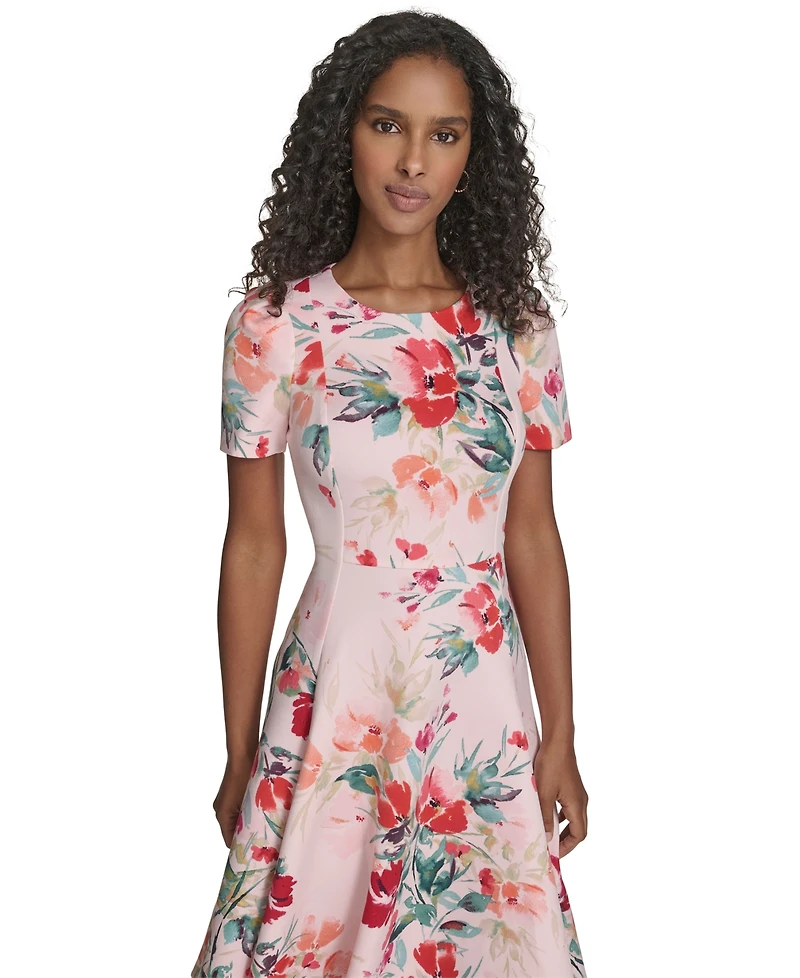Calvin Klein Women's Short-Sleeve Printed Midi Dress