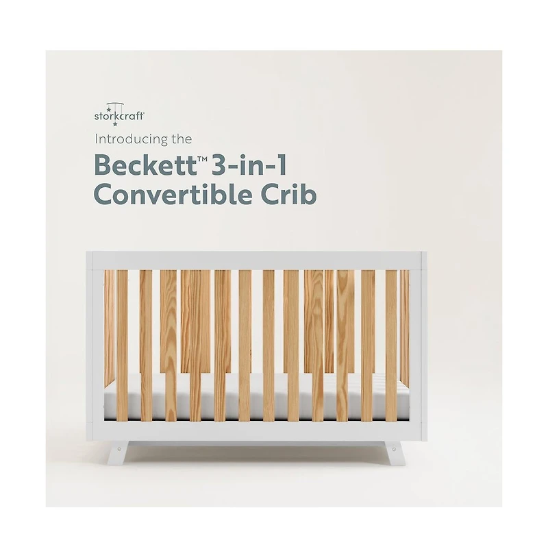 Storkcraft Beckett 3-in-1 Convertible Crib (White)