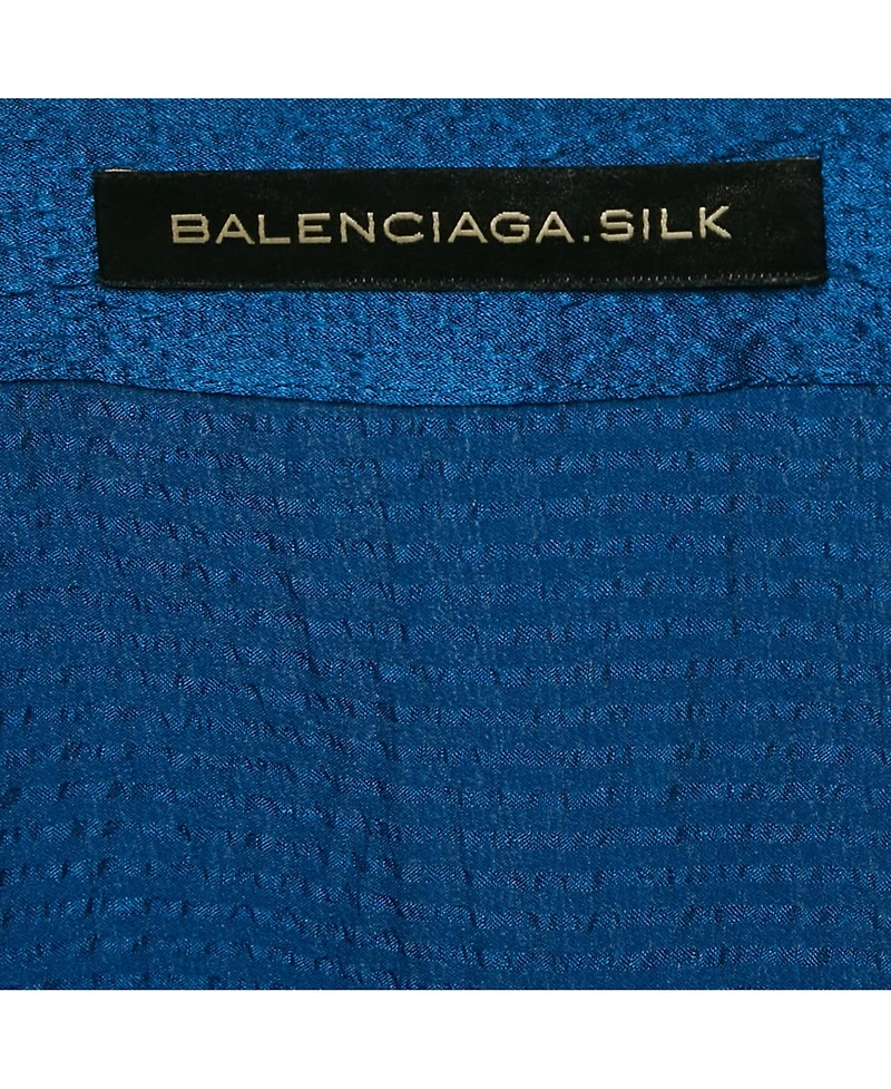 Pre-Owned Balenciaga Women's Blue Textured Silk Ruffled Mini Skirt