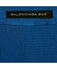 Pre-Owned Balenciaga Women's Blue Textured Silk Ruffled Mini Skirt