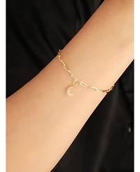 Devata Crescent Moon Charm with Paperclip Chain Bracelet in 14K Gold, 7 in, approx. 3.1 grams.