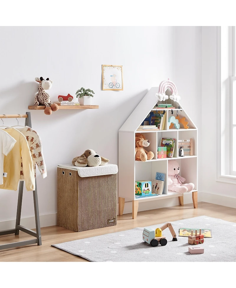 Danya B Collapsible Corduroy Kids Plush Laundry Hamper Toy Storage