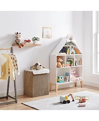 Danya B Collapsible Corduroy Kids Plush Laundry Hamper Toy Storage