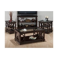 Jofran Panama Brown Contemporary Wood and Glass Sofa Table
