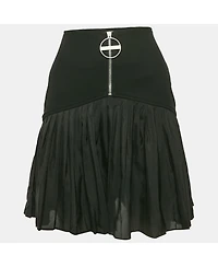Pre-Owned Givenchy Women's Black Gabardine & Chiffon Pleated Mini Skirt