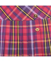 Pre-Owned Versace Women's Purple/multicolor Plaid Cotton Blend Pleated Skirt
