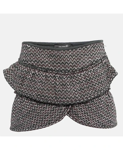 Pre-Owned Isabel Marant Women's Silver Zig-Zag Patterned Lurex Knit Mini Skirt