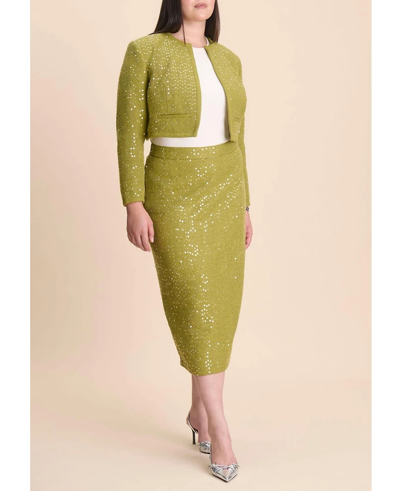 Eloquii Women's Sequin Tweed Jacket