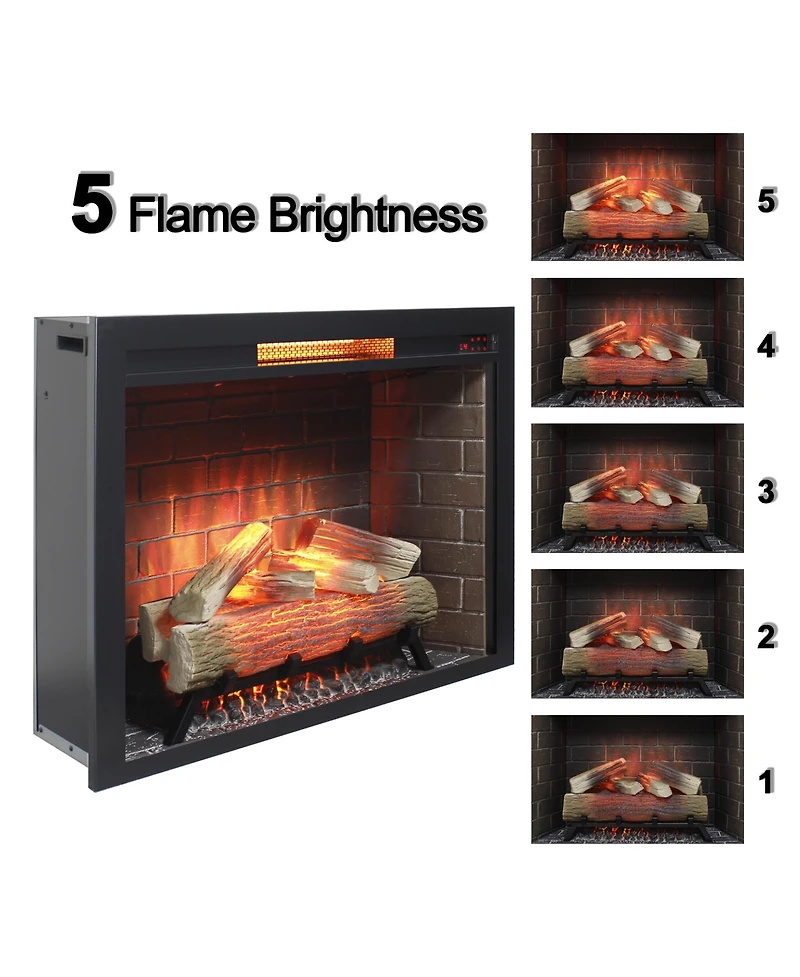 Flynama 33 inch Infrared Electric Fireplace Insert, Touch Panel Home Decor Heater,Smokeless Firebox .With fixed Trim Kit .With Crackling Sound