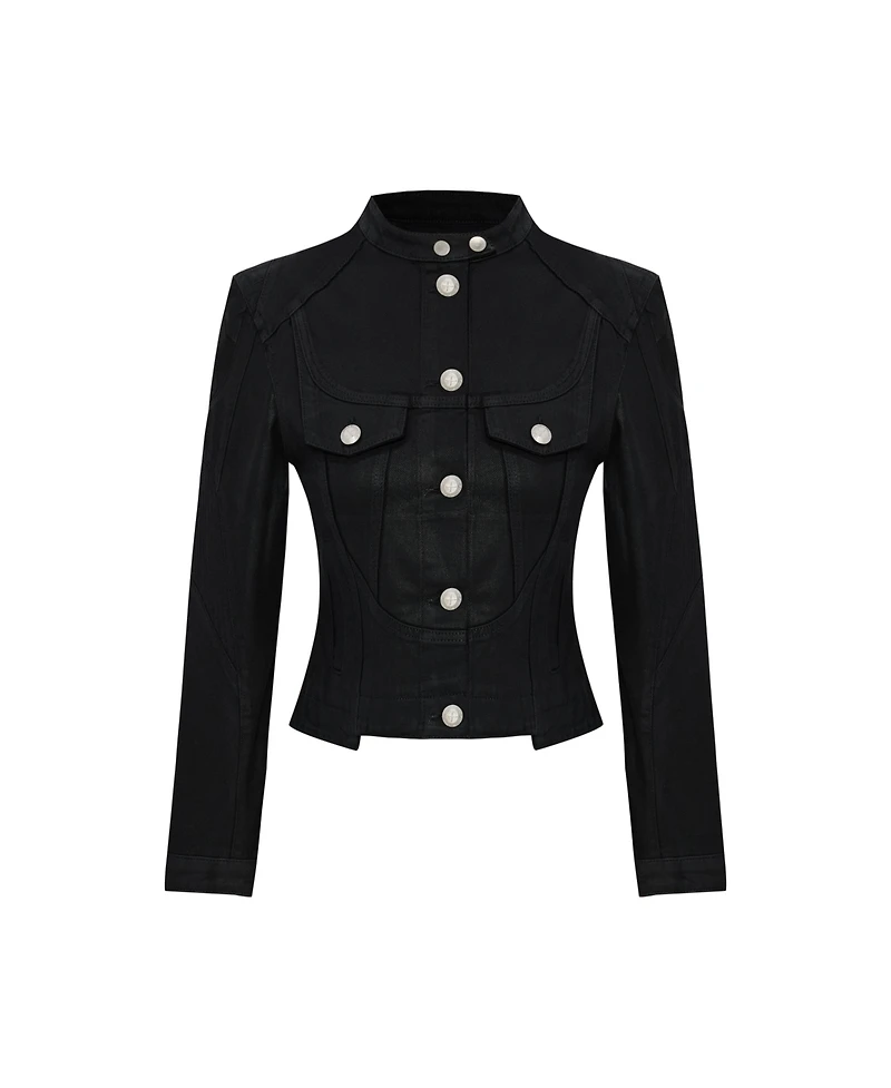 Pcfg Women's Coated Denim Moto Jacket