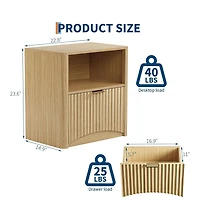 Gaomon 2pcs Nightstands, Fluted Nightstand with Drawer and Storage, End Table Mid Century Modern, Wooden Nightstand for Bedroom Sofa Office,Oak