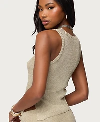 Edikted Women's Goldy Asymmetric Metallic Knit Top