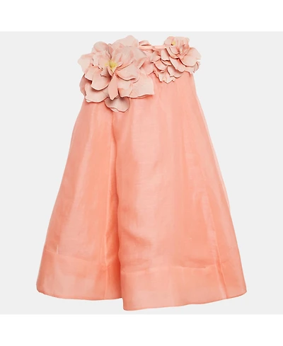 Pre-Owned Zimmermann Women's Coral Pink Linen Blend Natura Strapless Mini Dress