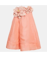 Pre-Owned Zimmermann Women's Coral Pink Linen Blend Natura Strapless Mini Dress