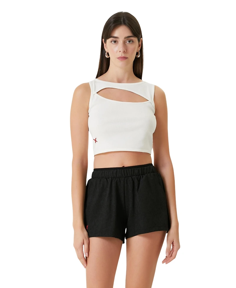 Pcfg Women's Ribbed Stretch Cotton-Blend Cropped Tank Top