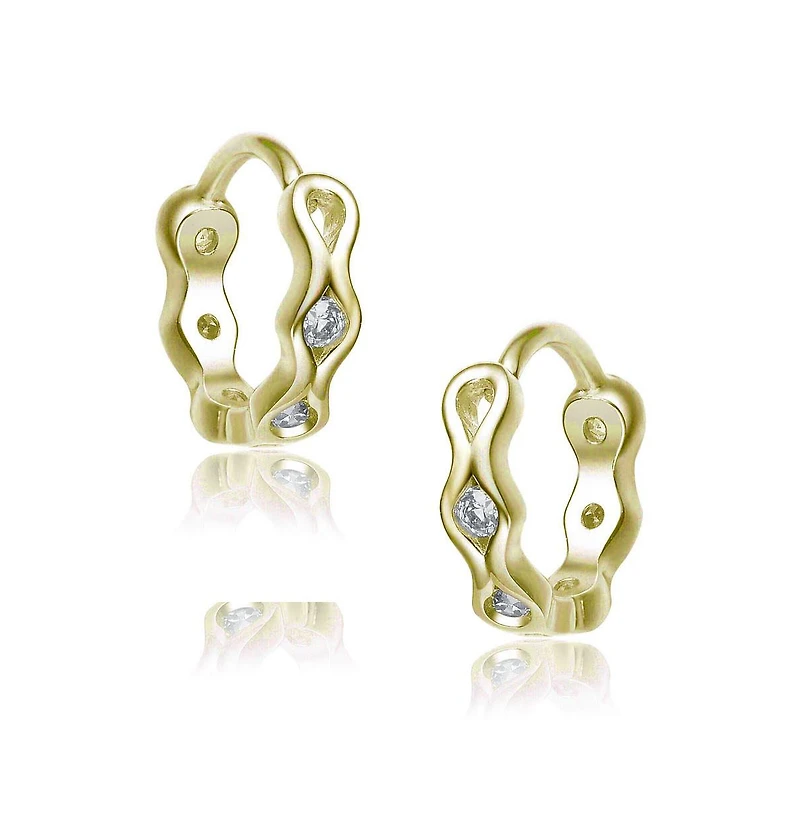 GiGiGirl Lovely Sterling Silver Cubic Zirconia Small Round Hoop Earrings