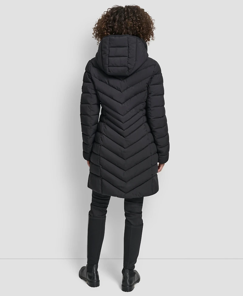 Dkny Women's Chevron Stand Collar Coat