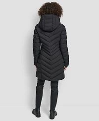 Dkny Women's Chevron Stand Collar Coat