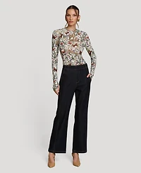 Avec Les Filles Women's Printed Long-Sleeve Mesh Top