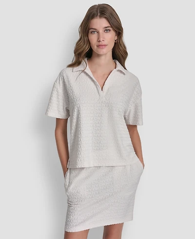 Dkny Jeans Women's Boxy Polo Collared T-Shirt