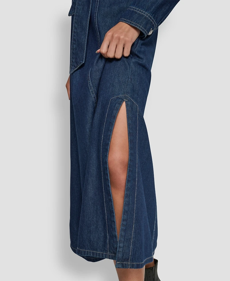 Dkny Jeans Women's Self-Belted A-Line Shirt Dress