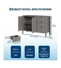 gaomon 47" Buffet Sideboard Cabinet with 2 Doors & 3 Drawers, Wood Console Table