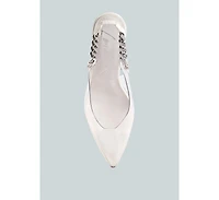 Womens Goddess Metallic Stiletto Heel Slingback Sandals