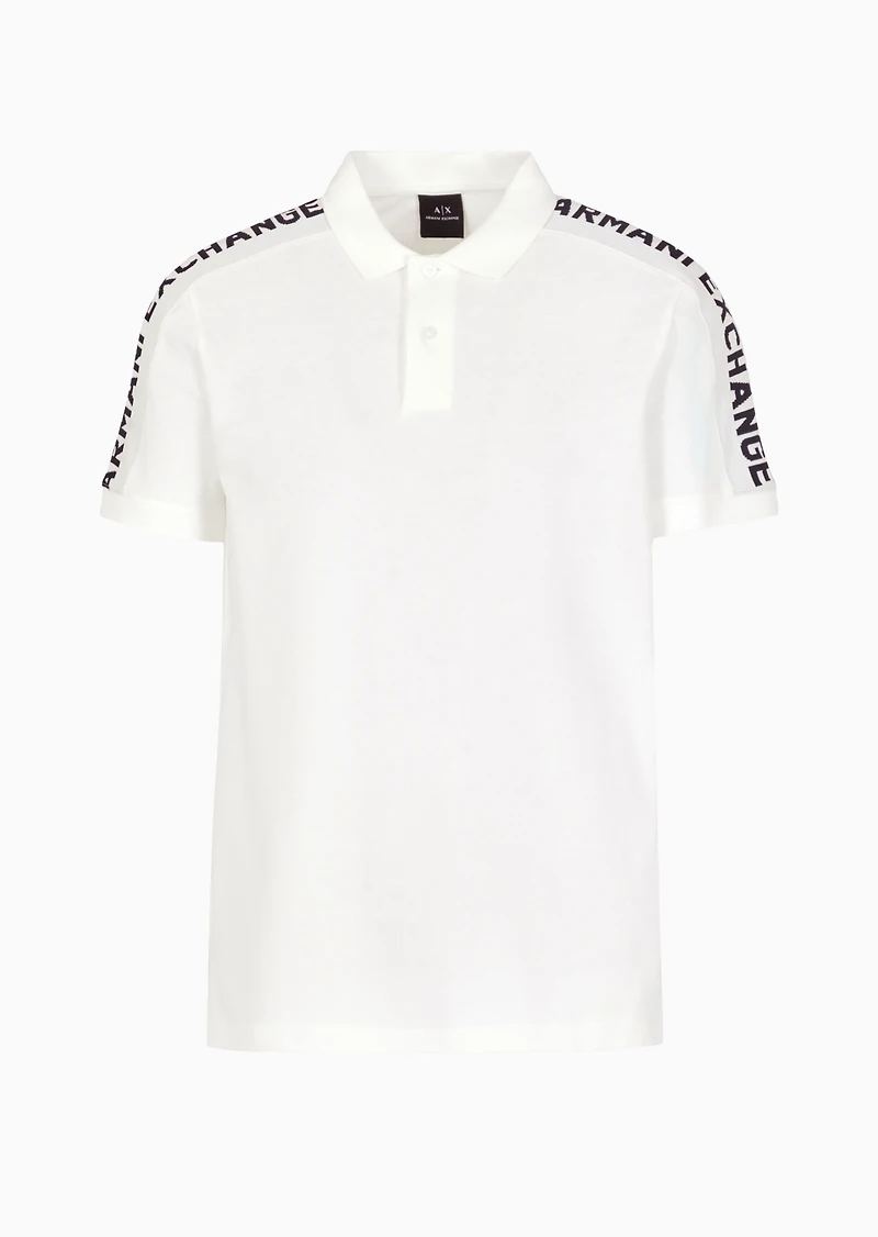 A|X Armani Exchange Men's Cotton Short Sleeve Logo-Trim Polo Shirt