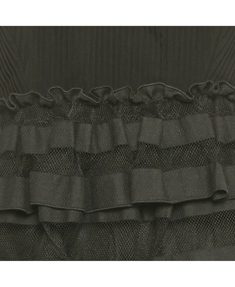 Pre-Owned Salvatore Ferragamo Women's Black Ruffled Sleeveless Long Dress