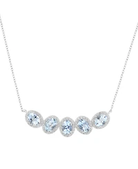 Effy Collection Aquamarine (3-5/8 ct. t.w.) and Zircon Necklace (1 ct. t.w.) in Sterling Silver